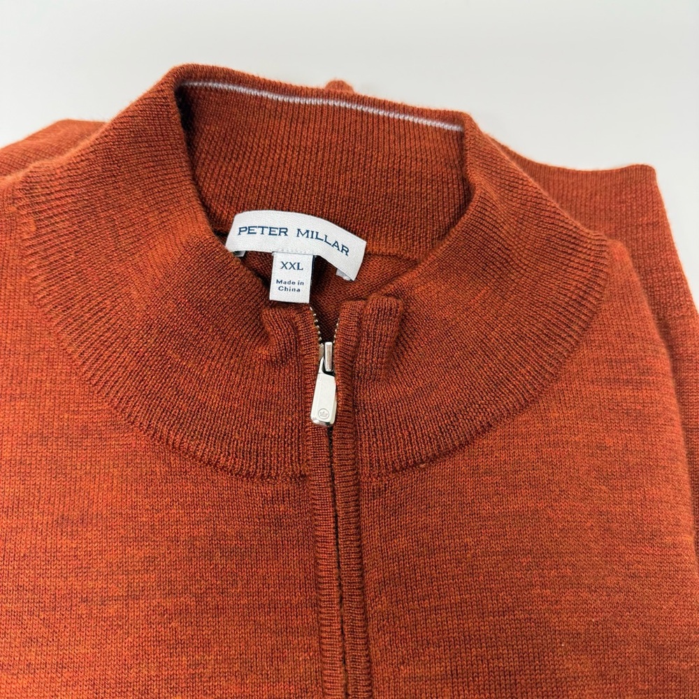 Peter Millar Men's Zip-Up Sweater in Rich Rust